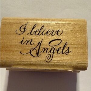Natural Wood 'I Believe in Angels' Stamp